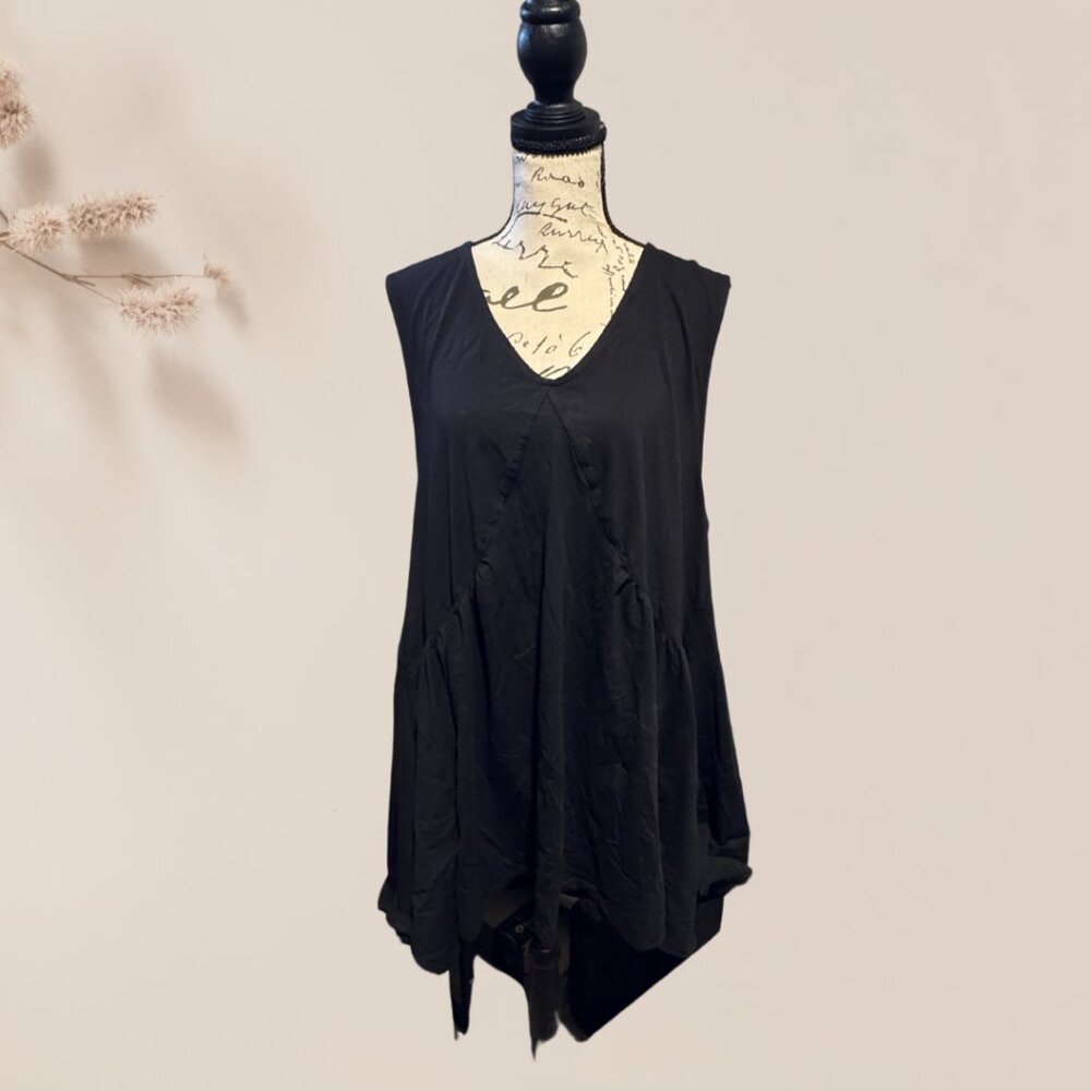 Black Draped Skater Mini Dress - L